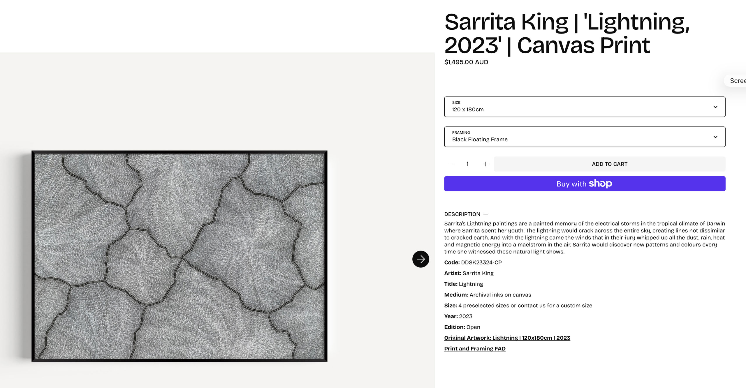 Sarrita King Lightning Canvas Print